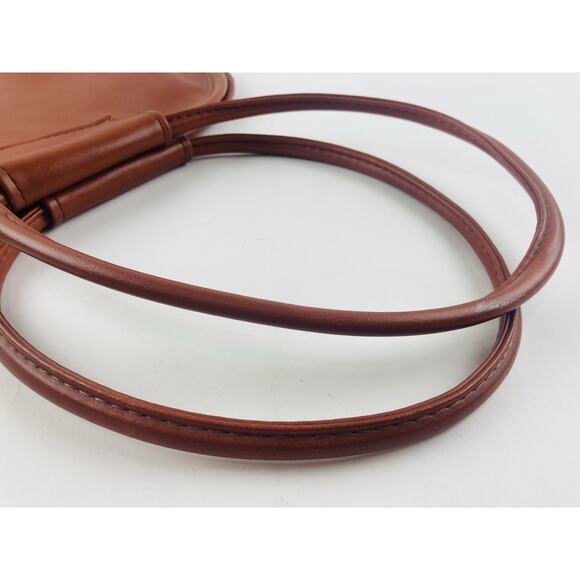 Cognac Leather Ring Double Handle Satchel Shoulder Bag Handmade Brown Purse Lrge - Picture 6 of 11